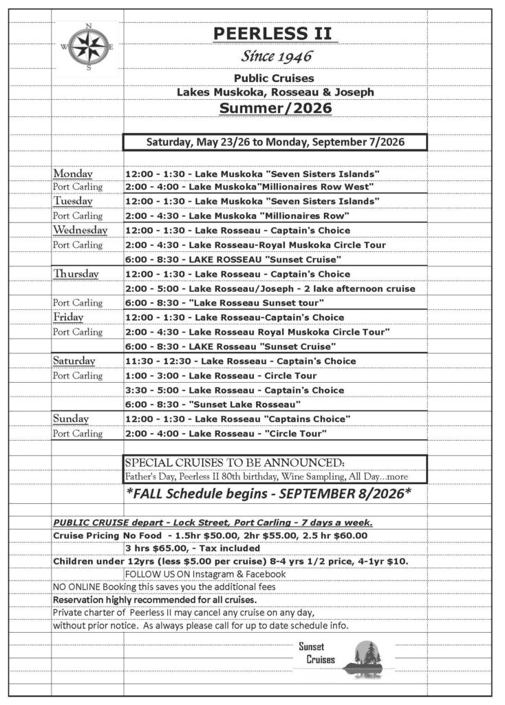 Peerless II 2026 Schedule