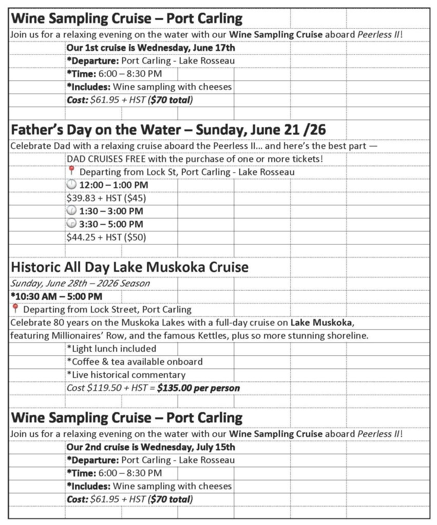 Special Peerless II Turns 80 cruise - list 1