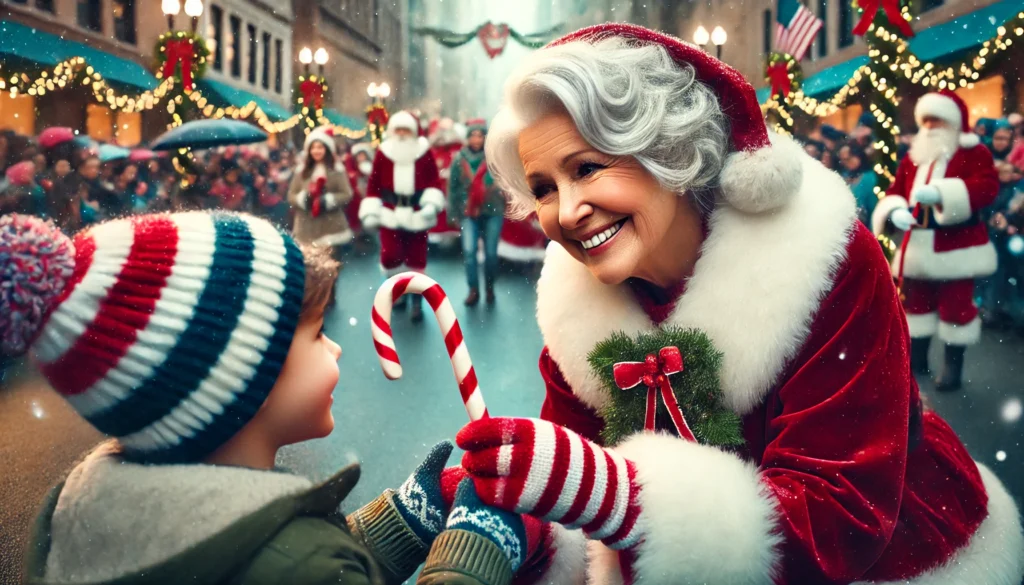 Mrs. Claus Handing Out Candy Canes