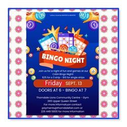 Bingo Night Thorndale Agricultural Society September 2024