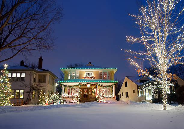 Winter Neighborhood Scene - What's Your Holiday Tradition 