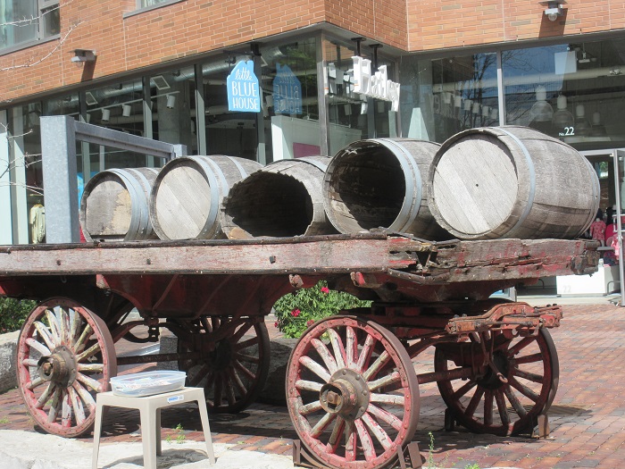 Old liquor barrels on the wagon
