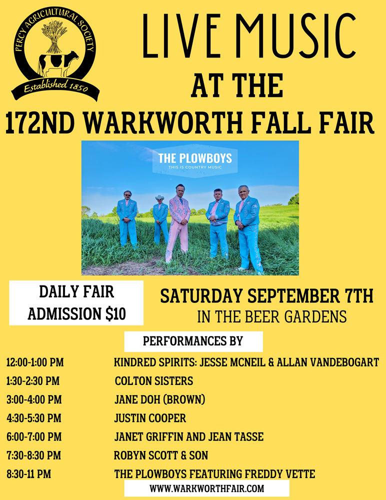 Warkworth Fall Fair - Saturday Music Lineups