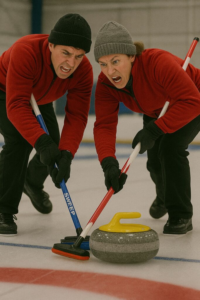 Curlers swiping hard - Winter Fun