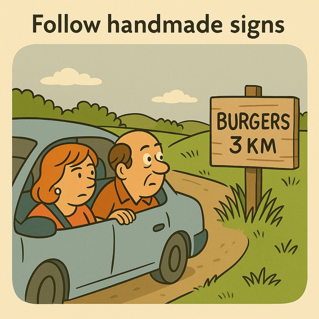 Follow the handmade signs